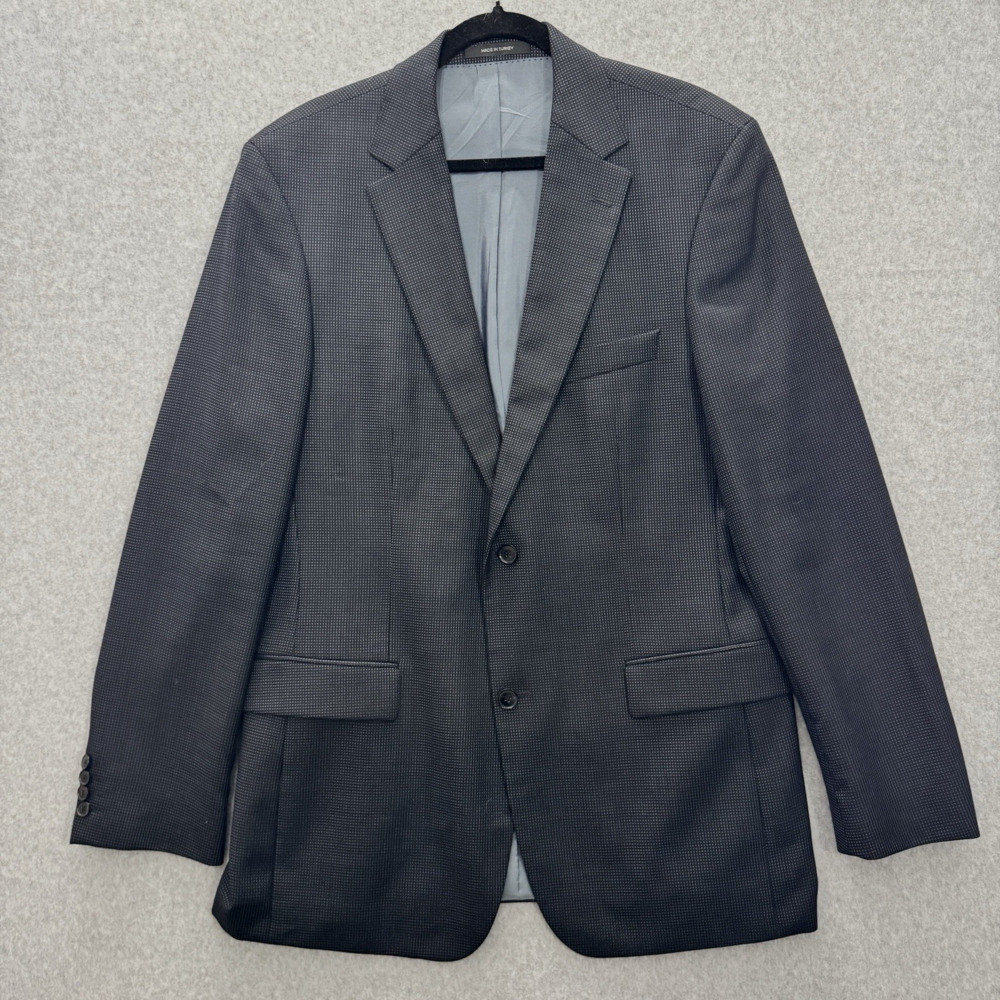 BOSS Hugo Boss Men's 42L Pasolini Sport Coat Black Gray Pin Dot Pattern 2-Button